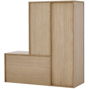 Modern Multi Functional Shoe Storage Bench & Cabinets With Adjustable Shelves - Gray / Natural Wood / White