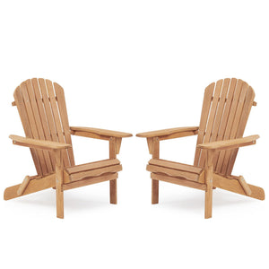 Lounge Patio Chair For Garden Outdoor Wooden Folding Adirondack Chair (Set of 2) Solid Cedar Wood Lounge Patio Chair For Garden