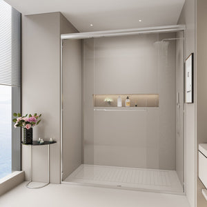 Double Sliding Semi-Frameless Shower Door with Tempered Glass