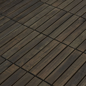Acacia Hardwood Interlocking Deck Tiles, Striped Pattern
