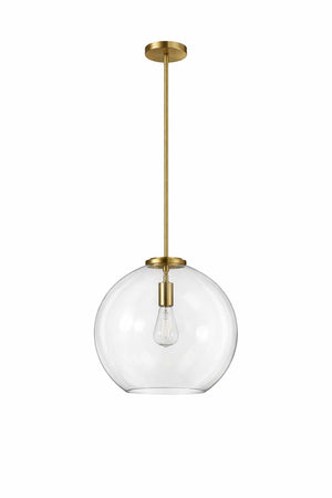 Gleam - Single Light Pendant Lamp With Clear Globe Satin - Antique Brass / Clear / Gold