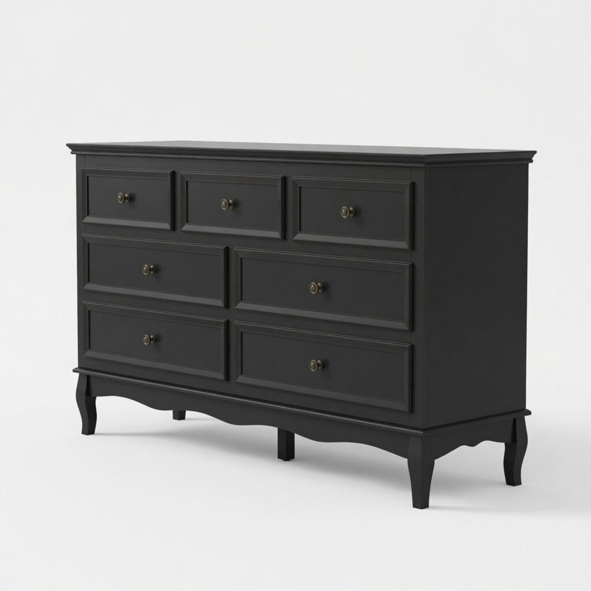 7 Drawer Dresser, Storage Chest - Black