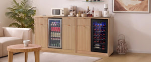 K&K 2-Piece Coffee Bar Cabinet with Fridge Space