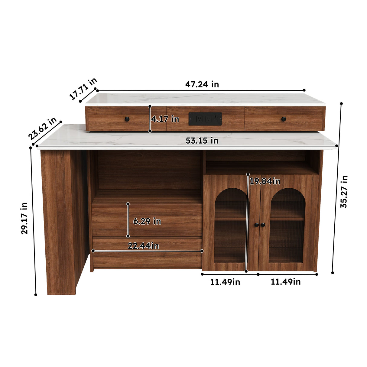 Extendable Kitchen Island with Rotating Table