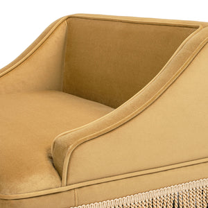 Duchess 33' Medium Princess Pet Bed Sofa with Fringe Skirt, Gold Yellow Performance Velvet