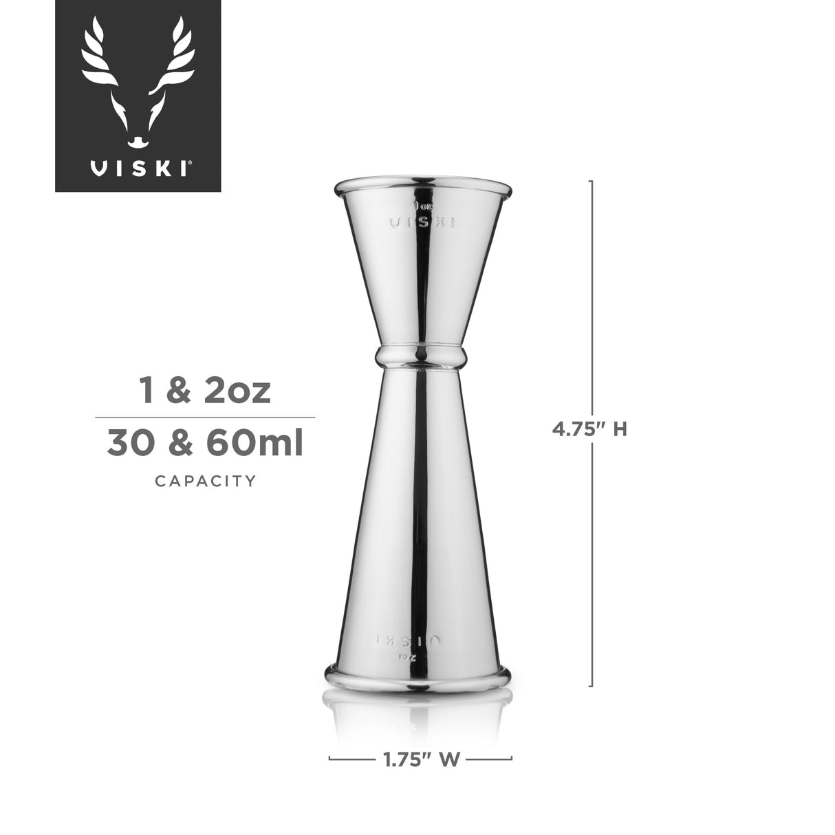 Harrison large makoto jigger in stainless steel viski®