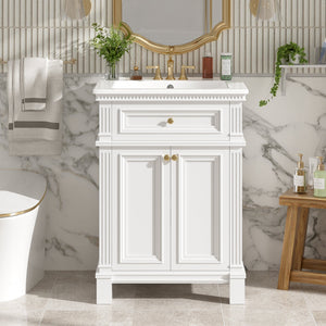 24'' Vintage Elegance Bathroom Cabinet with Ceramic Sink