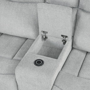 Galya - Motion Loveseat With Console - Light Gray Chenille