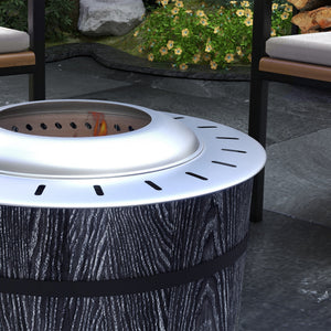 Smokeless Fire Pit with Fireproof Mat, 20" Barrel Style Portable Wood Burning Firepit