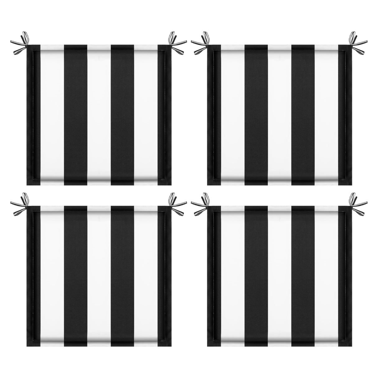 4-Piece Outdoor Chair Cushion Set – Black & White