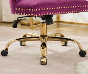 Office Chair Modern Velvet Upholstered Tufted Button (Purple)