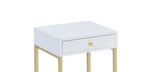 Coleen White & Brass Finish Accent Table with Drawer