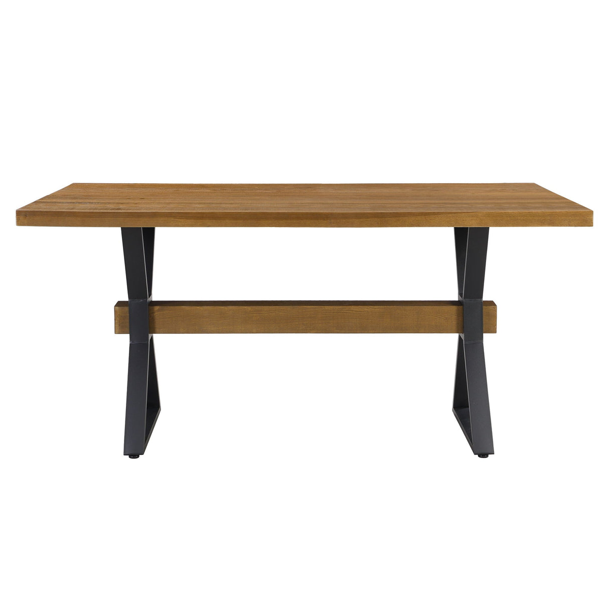 Farmhouse Style X Shaped Legs Dining Table With Moulded Details - Brown