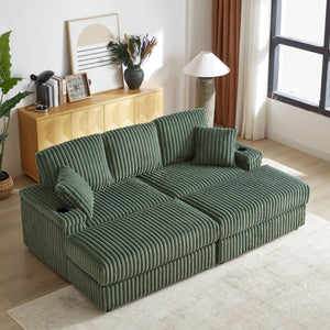 3 Seater Sofa With 2 Ottomans For Living Room