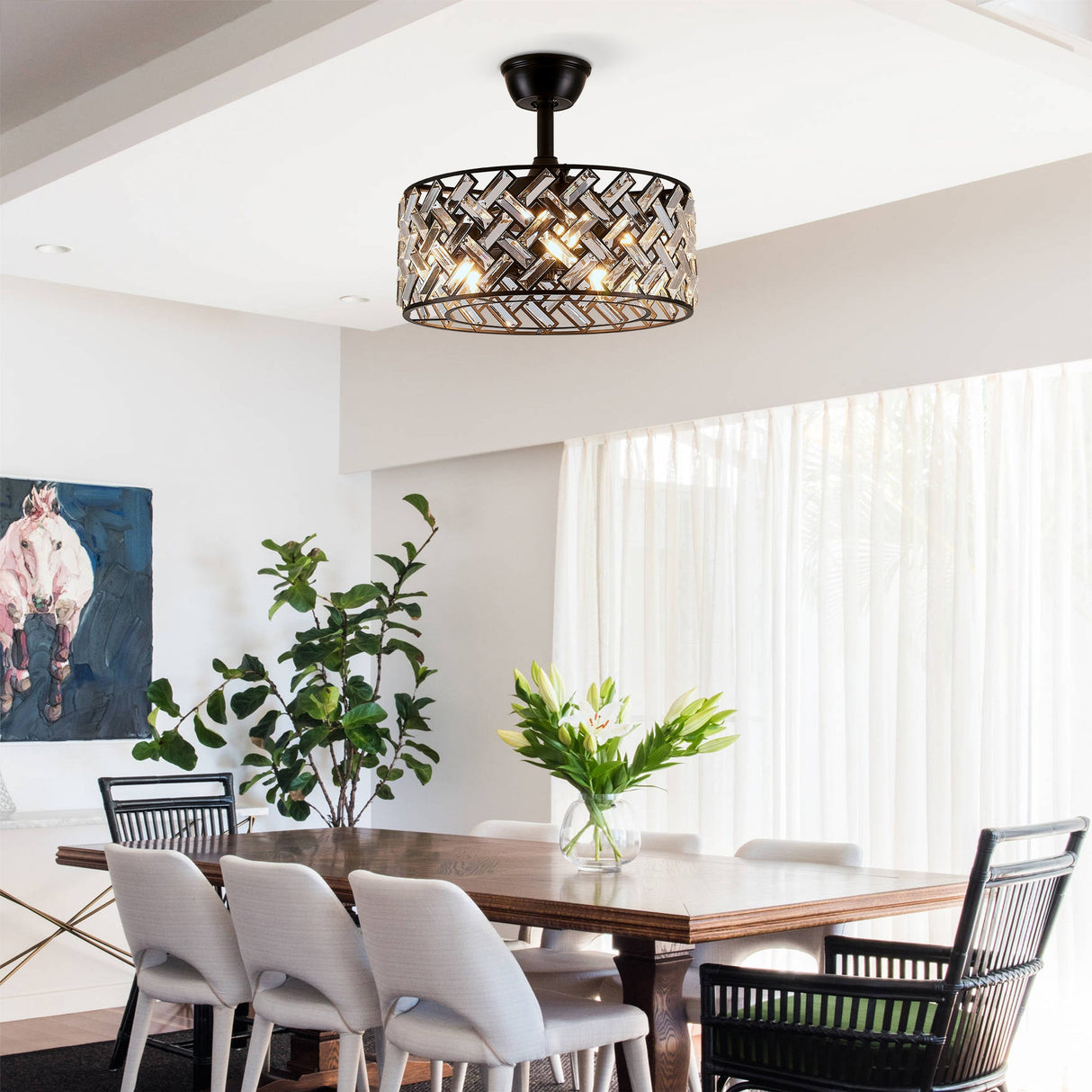 18'' Crystal Cage Ceiling Fan with Remote Control