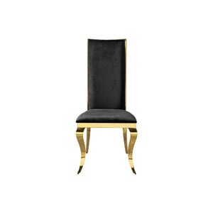 Dining Chair (Set of 2) With Unique Backrest Stainless Steel Legs - Gold