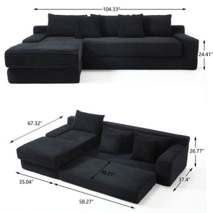Modern L - Shaped Sectional Couch With Memory Foam
