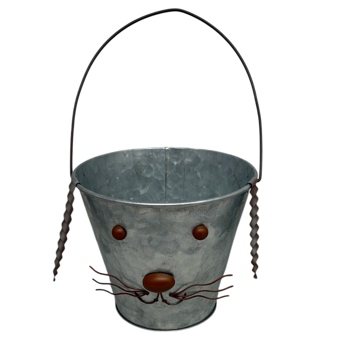 Galvanized Metal Bunny Design Bucket with Ears - Small