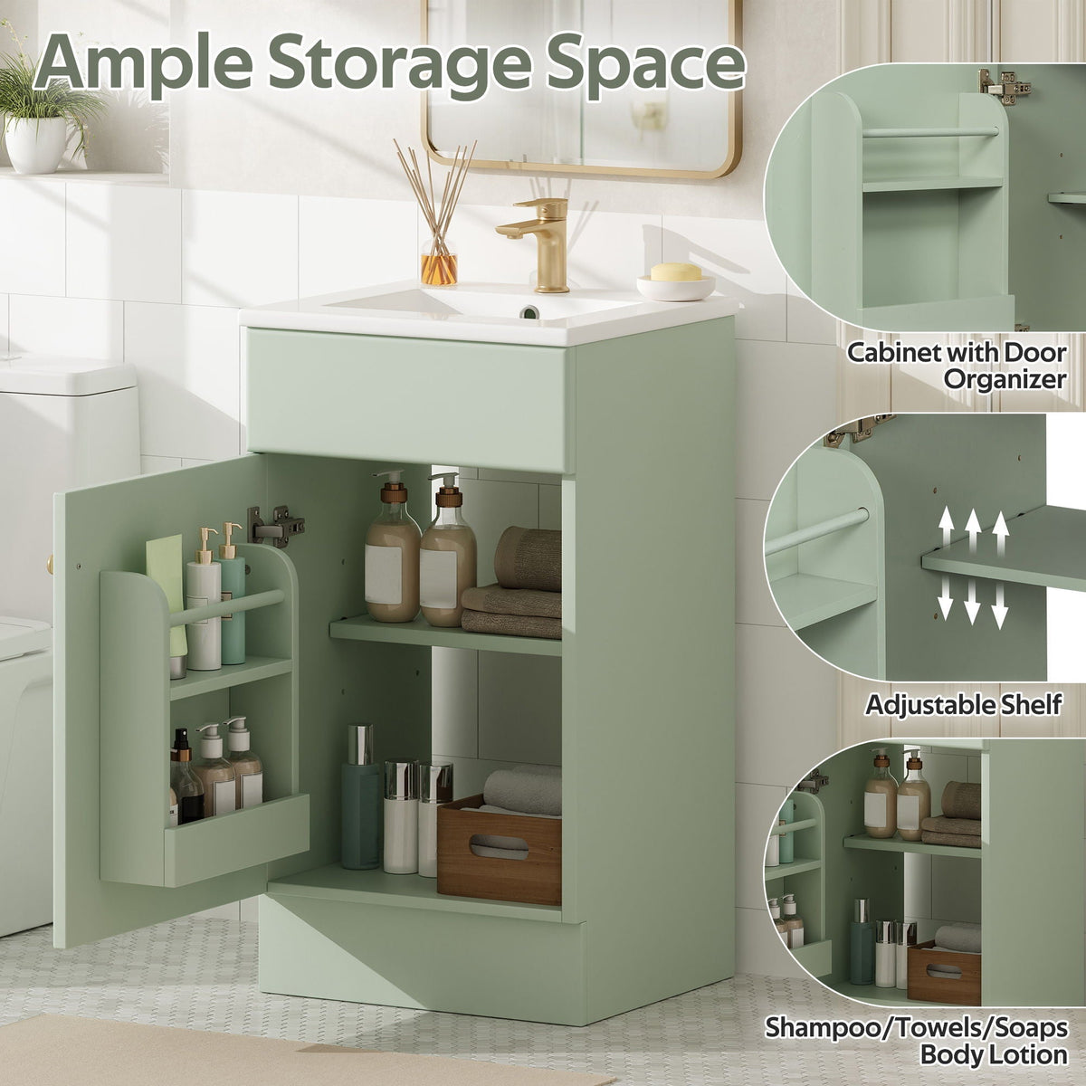 Bathroom Vanity With Sink, Cabinet With Adjustable Shelf