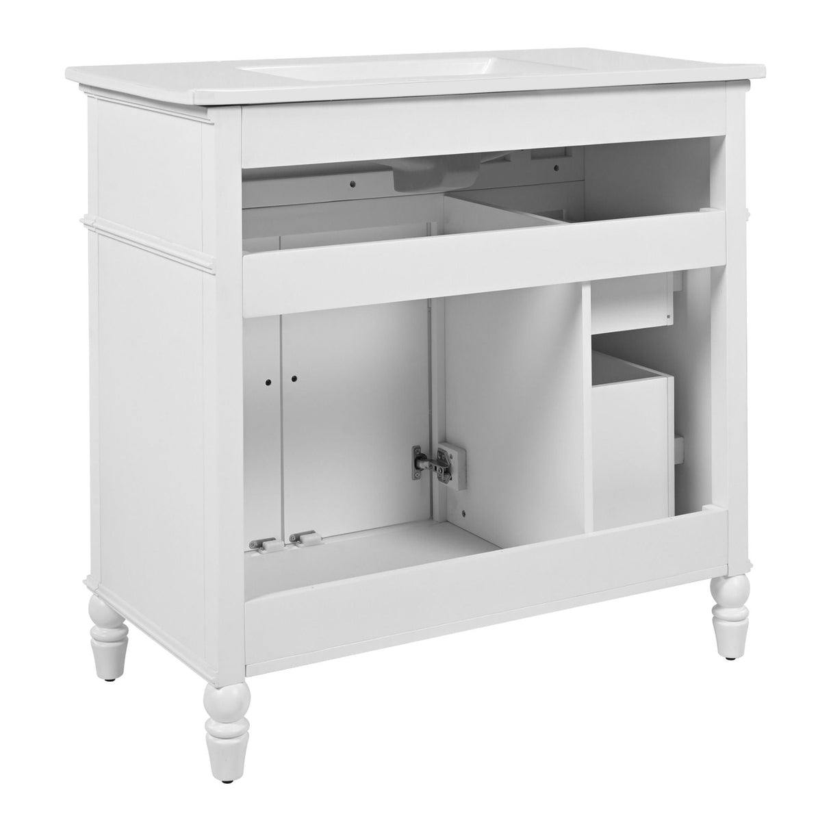 Bathroom Vanity With Sink, 2 Door Storage With Soft Closing Hinges - White