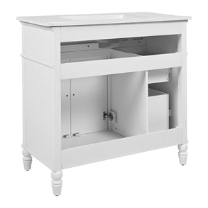 Bathroom Vanity With Sink, 2 Door Storage With Soft Closing Hinges - White