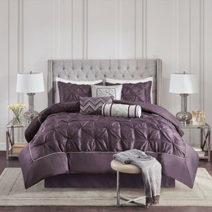 7 Piece Tufted Comforter Set Plum California King