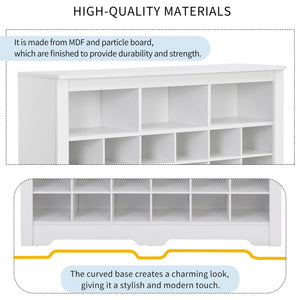 24 Shoe Cubby Console, Shoe Cabinet - White