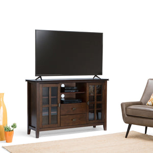 Handcrafted Tall TV Media Stand with Glass Doors and Storage - Multiple Colors