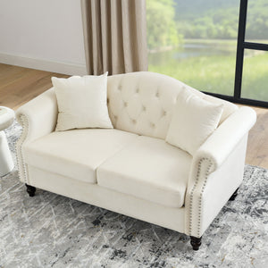 2 Seater Chesterfield Sofa With Rolled Arms And Nailhead Trim For Living Room