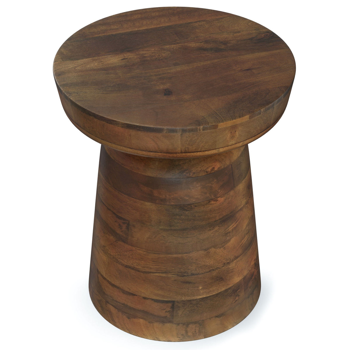Handcrafted Mango Wood Accent Table with Sculptural Design - Multiple Colors