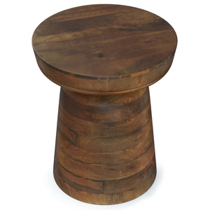 Handcrafted Mango Wood Accent Table with Sculptural Design - Multiple Colors