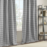 Plaid rod pocket and back tab curtain panel with fleece lining