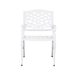 Unravel Outdoor Arm Chair With Scroll Design And Floral Accents (Set of 2) - White