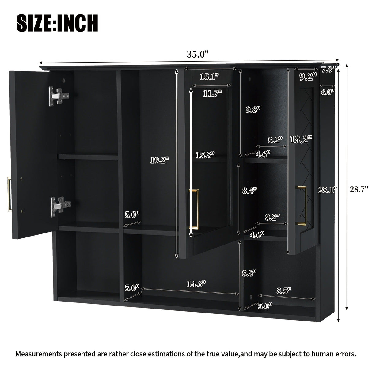 Modern Wall Mounted Medicine Cabinet with Adjustable Shelves and Soft Close Doors