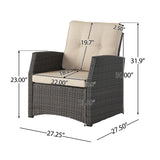 ST MARTA Single Sofa Outdoor Relaxation Seat Grey PE Rattan Waterproof Fabric