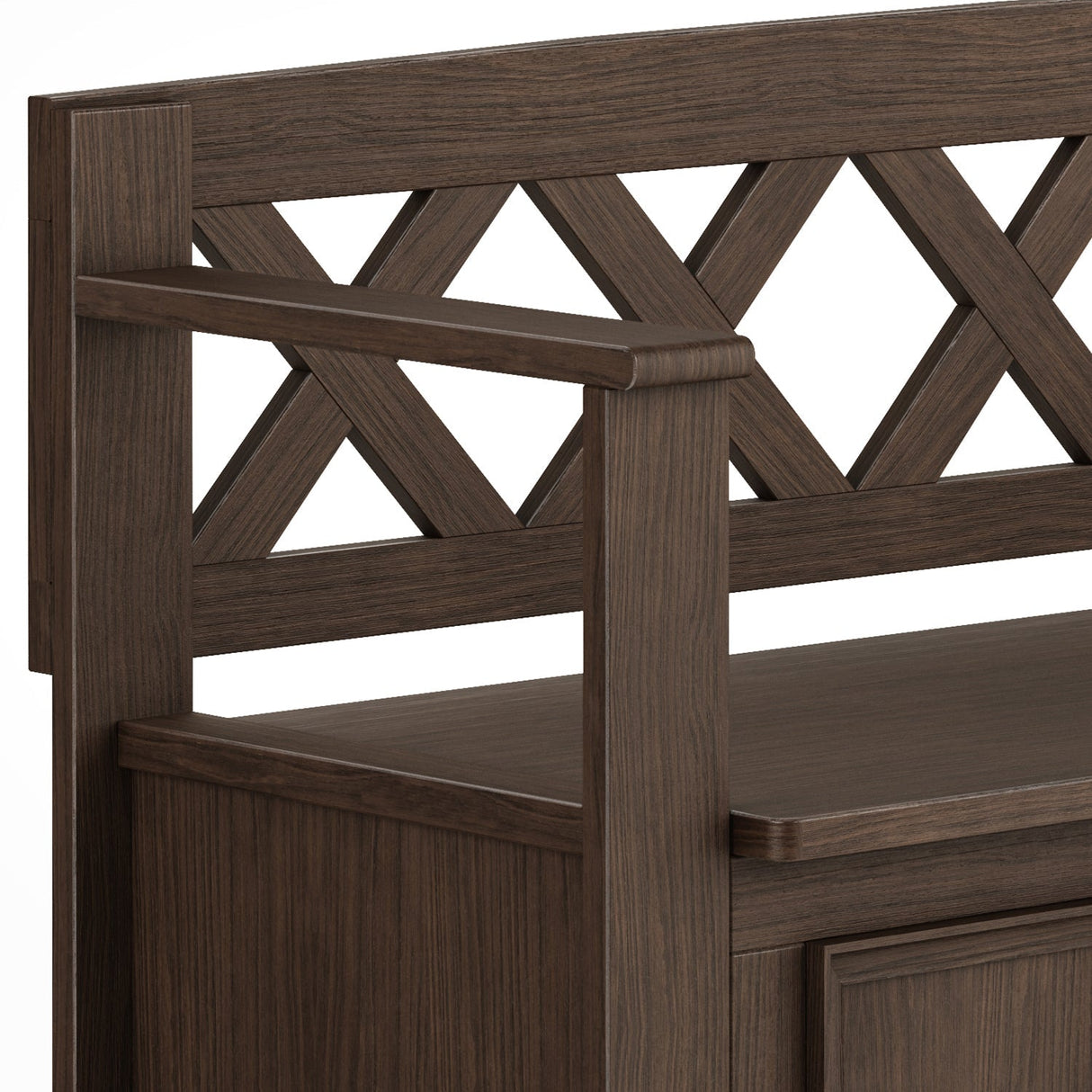 Amherst Solid Wood Entryway Storage Bench in Farmhouse Brown