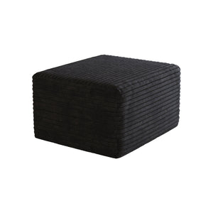 Black Plush Corduroy Sofa Ottoman - No Assembly Required