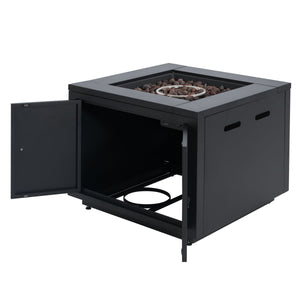 30inch Square  Steel Fire Pit Table, in Black,40000BTU