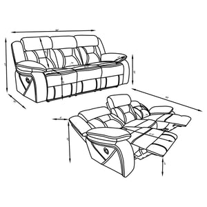 Orson - 2 Piece Reclining Living Room Set In Microfiber With Manual Reclining And Storage Features - Gray
