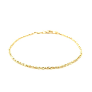 10k Yellow Gold Solid Diamond Cut Rope Bracelet 1.5mm