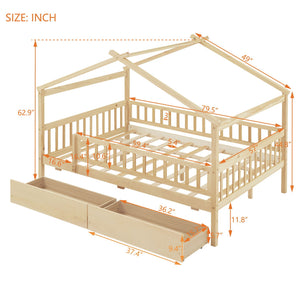 House Bed With 2 Drawers