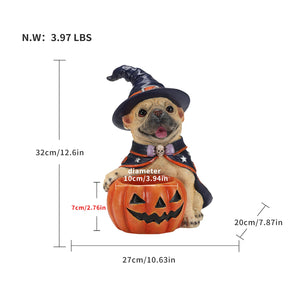 Halloween French Bulldog Witch Puppy Figurine
