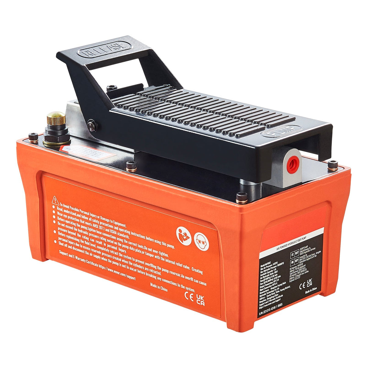 Air Hydraulic Pump with 10,000 PSI Capacity and 1/2 Gal Reservoir