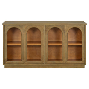 TREXM 4-Door Large Storage Buffet Cabinet with Glass Doors