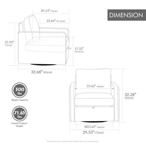 29.5''W Upholstered 360° Swivel Armchair with Hidden Storage