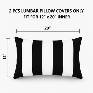2 Pack Outdoor Lumbar Pillow Covers - 12x20 Inch