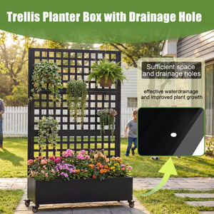 Metal Raised Garden Bed with Wheels and Trellis