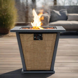 28' Propane Gas Fire Pit Table, 50000 BTU Square Steel Fire Pit -Brown