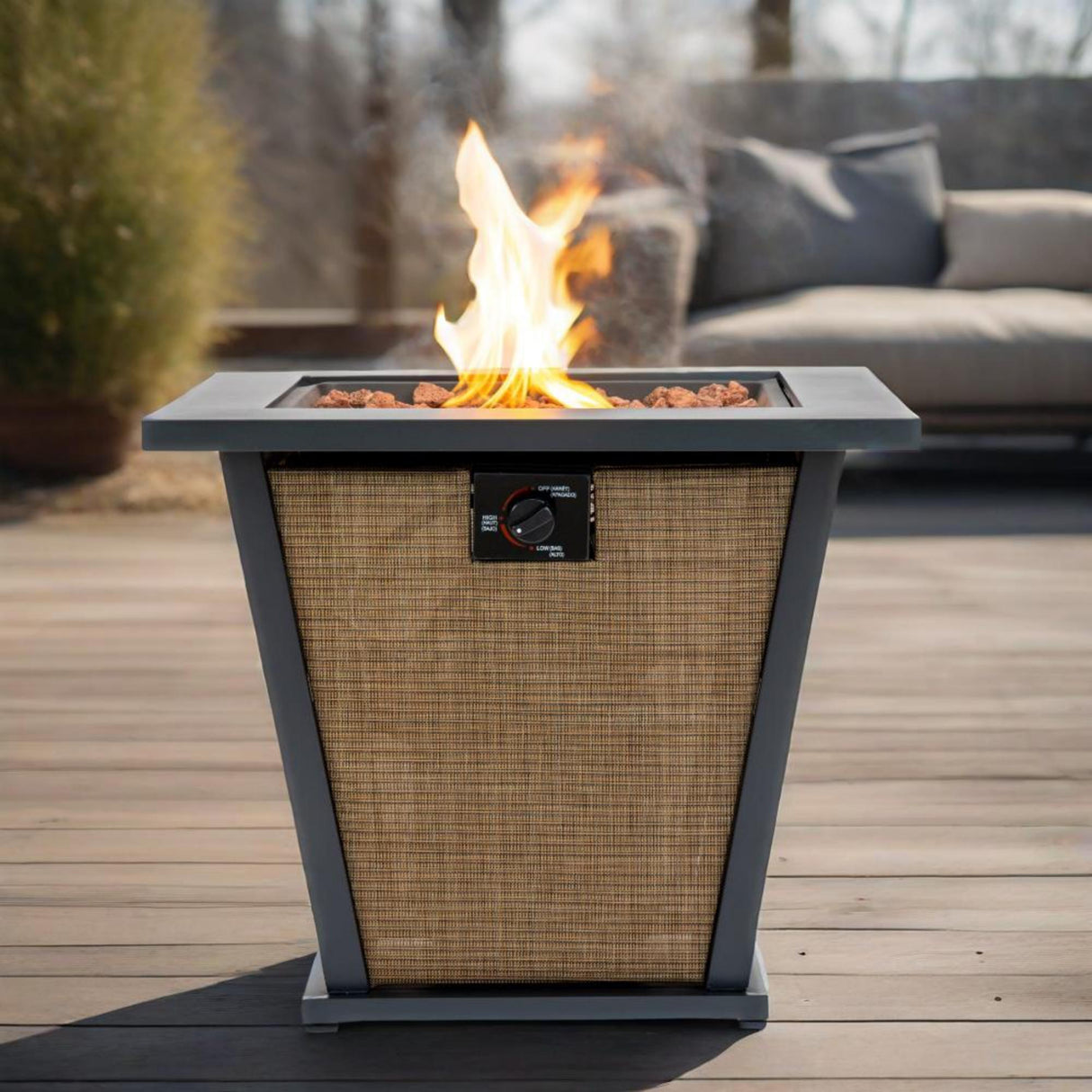 28' Propane Gas Fire Pit Table50000 BTU Square Steel Fire Pit -Brown