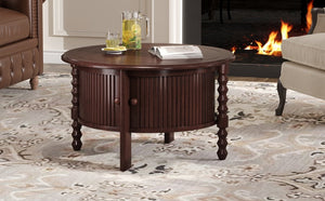 Vintage Round Coffee Table with Storage in Walnut